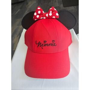 Disney Minnie Mouse Polka Dot Baseball with Ears, Red Hat Cap -